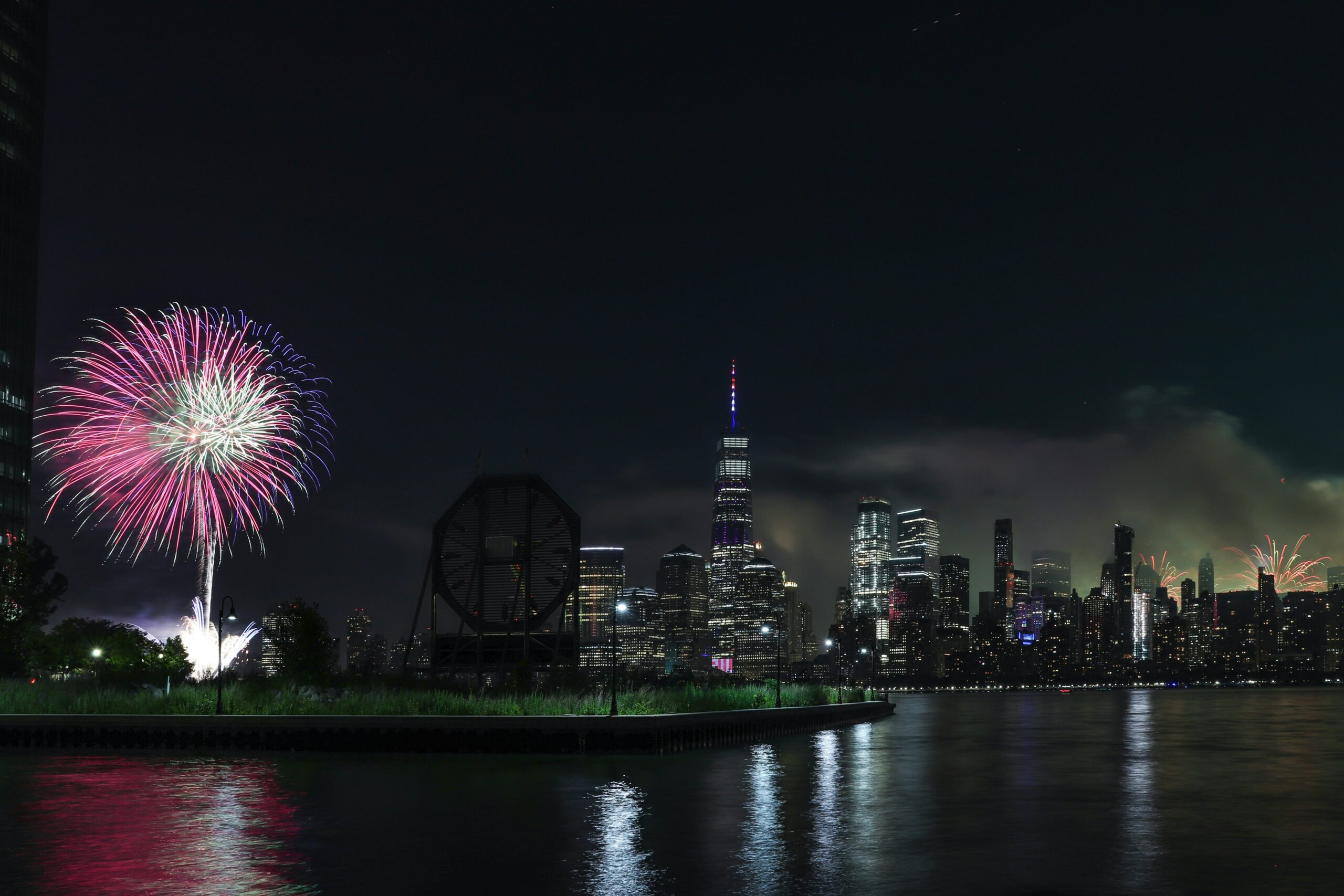 macys fireworks lit up in the night sky 